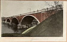 Des Moines Iowa Melan Arch Bridge Men Look Over Antique Postcard c1900 picture