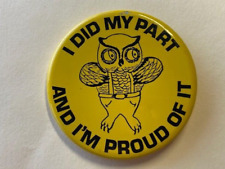 Vintage Seattle Fisher's Fund Owl Collectible Pinback Pin 2.25