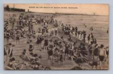 Crowded Lake Michigan Beach SOUTH HAVEN Rare Vintage Artvue Postcard 1935 picture