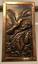 High Relief Copper Repousse Art Wall Plaque Hummingbird by R. Mungal Trinidad picture