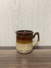 Vtg Taiwan Cream And Brown Glaze Pottery Mug 12oz Coffee Cup Linear Mug picture