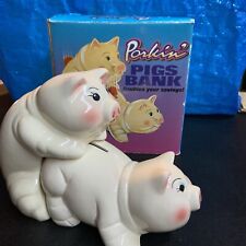 Vintage 90s Porkin’ Pigs Glass Piggy Bank Matscot Brand 1993 Funny Humor picture