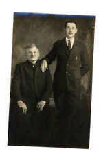 Vintage Postcard  MEN  RPPC FATHER SON  TWO MEN IN VINTAGE CLOTHING    UNPOSTED picture