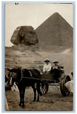 c1950's Horse Carriage Trip to Pyramid Sphinx Giza Egypt RPPC Photo Postcard picture