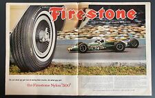 Vintage 1965 Firestone Indy 500 Race 2 Page Color Magazine Print Ad picture