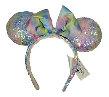 Disney Parks Sequin Pastel Rainbow Tie Dye Headband Ears Minnie Mouse US Ship picture