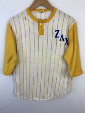 Vtg 70s 80s Sorority Fraternity Paramount Yellow Pin Stripe Softball Jersey M picture
