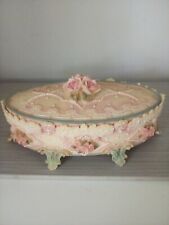 Vintage Victorian Footed Floral Trinket Jewelry Music Box picture