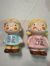Dear God Salt & Pepper Shakers 1982 Thank You For Our Daily Bread Ceramic Vntage picture
