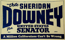 California Senator Sheridan Downey Campaign Paper Label Sticker 1930-40s picture