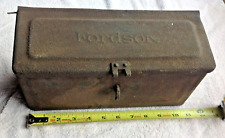 Vintage Fordson Tractor Tool Utility Box Antique Farm Collectible Embossed Barn picture