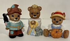 Vintage HOMCO 1426 Fall Harvest Halloween Teddy Bear Figurine Set Of 3 picture