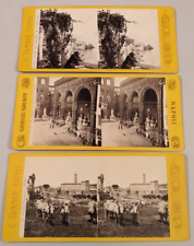 (3) Italy Stereoview Photos Giorgio Sommer Roman Forum Florence Amalfi Convent picture