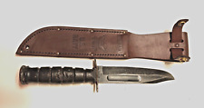 Camillus US KABAR Knife with USN Leather Sheath - Post 1974 for Commercial Sale picture