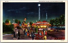 Chicago IL-Illinois, Enchanted Island by Night, Chicago World's Fair, Postcard picture