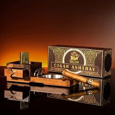 Premium Wooden Cigar Ashtray Set with Cigar Cutter, Drawer, and Slot picture