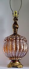 Vtg Mid Century Hollywood Regency Handblown Iridescent Textured Glass Lamp picture