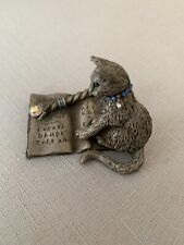 Vintage 1994 Sunglo Denicolo Pewter Figurine Cat Wizard with Crystals 2.5
