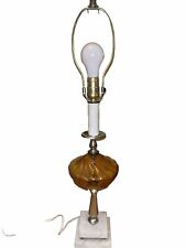 MCM Working Table Lamp With Amber Orb And Double Italian Marble Base picture