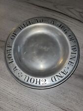 Vintage Wilton Armetale Pewter Plate A Jug of Wine A Loaf of Bread And Thou Bowl picture