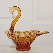 Vintage Amber Figural Swan Figure Bowl picture