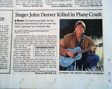 John Denver Acoustic Folk Music Guitarist Singer Killed Airplane 1997 Newspaper picture