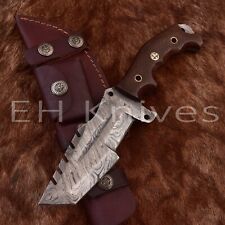 CUSTOM HAND FORGED DAMASCUS STEEL TRACKER HUNTING KNIFE MICARTA HANDLE  3215 picture