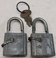 Vintage Chicago Lock USN Navy  Padlock Set Of 2 With Keys, Works picture