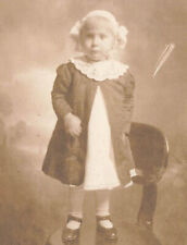 VINTAGE RPPC REAL PHOTO POSTCARD LITTLE GIRL ON CHAIR c 1910 101023 S picture