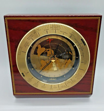 Seiko World Time Zone Clock Airplane Second Hand Desktop Wood Finish picture