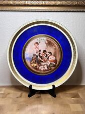 13” FSC Friedrich Simon Carlsbad Fine Porcelain Cobalt/Gold Plate Czechoslovakia picture