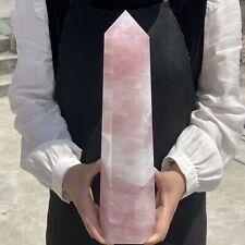 7.2LB Natural Pink Rose Quartz Obelisk Crystal Wand Point Healing TQS9188 picture