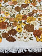 Vintage Cannon Royal Family Floral Bath Towel Avocado Green Yellow Orange Fringe picture