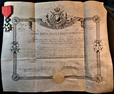KING LOUIS XVIII SIGNED KNIGHT PATENT DIPLOMA & ORDER OF LEGION OF HONOR - 1821 picture