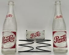 Vintage Original Pepsi Sign Bottle Carrier For Grocery Shopping Cart & 2 Bottles picture