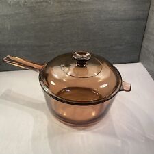 Corning Ware Vision 2.5 Liter Amber Glass Sauce Pan/Lid France picture