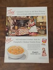 Campbell's Gumbo Soup / New Orleans Woman Cooking, 1940s-50s Vintage Print Ad. picture