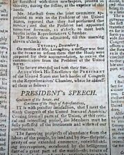 1ST State of the Union Address at U.S. Capitol in Wasington D.C. 1800 Newspaper picture
