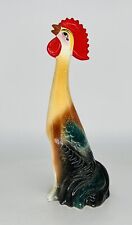 Vintage Folk Art Ceramic Tall Rooster Figurine Kitschy Country Kitchen picture