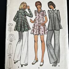 Vintage 1970s Butterick 3073 Coquette Dress Tunic Pants Sewing Pattern 9JP UNCUT picture