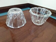 Vintage Set Pair 2 Heavy Cut Design Glass Hurricane Lamp Shades Globes Fitters  picture