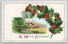 Vtg Embossed Post Card A Merry Christmas H191 picture