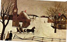 Postcard Winter Sunday in Norway Maine Reproduction of 1860 Painting picture