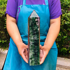 7.43LB Natural Fluorite Quartz Obelisk Crystal Energy Point Reiki Healing Gem picture