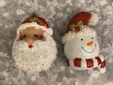 Lot of 2 Christmas Ornaments - Santa Claus and Snowman picture