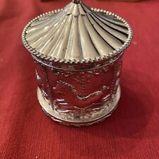 Vintage 1960’s Silver Plated Circus Carousel Horses Piggy Bank picture