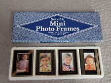 Mini Photo Frames Set Lot Of 4 Vintage Small For Wallet Size Geometric Metallic  picture