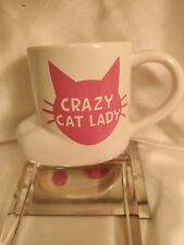 Crazy Cat Lady Ceramic Coffee Mug 16 oz. Bigmouth Inc Purfect Pink White Paws picture