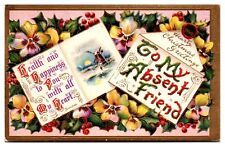 1910 Hearty Christmas Greetings, Windmill Scene, Floral, Greetings Postcard picture
