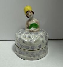 Antique Art Deco Style Half Doll Powder Bowl /Porcelain Trinket Box  picture